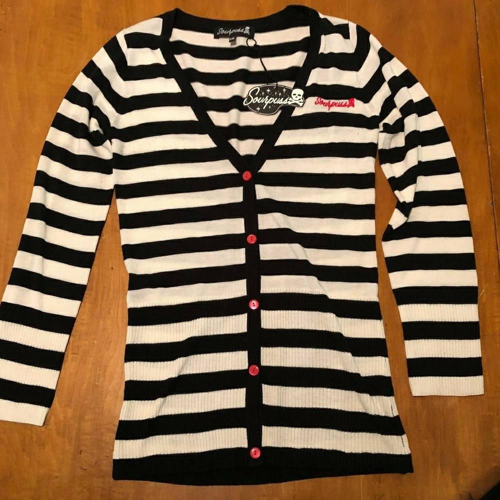 Sourpuss Striped Rockabilly Cardigan
